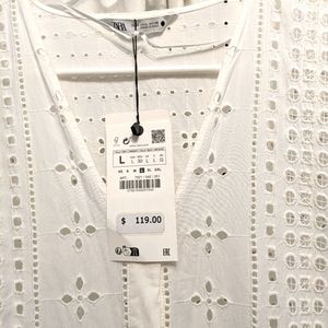 Zara eyelet lace dress white NWT large (L)